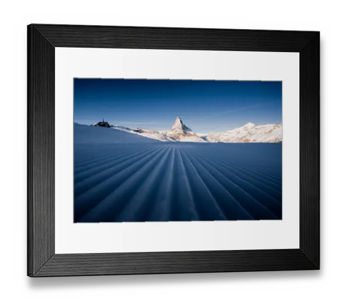 Framed Print : Matterhorn with snow plow pattern in foreground Framed Print : Matterhorn with snow plow pattern in foreground