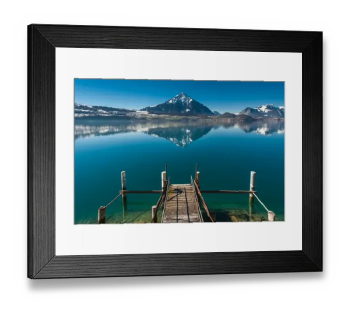 Framed Print : Pier at lake Thun Framed Print : Pier at lake Thun