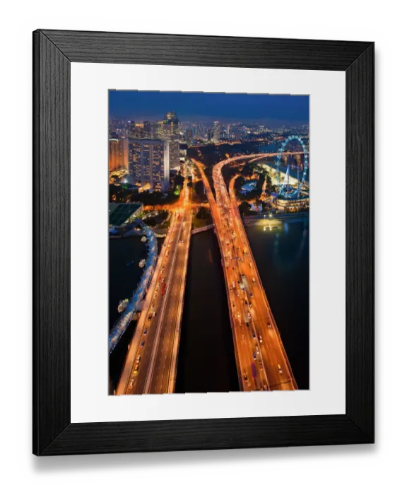 Framed Print : Night scene of highway to Singapore city Framed Print : Night scene of highway to Singapore city