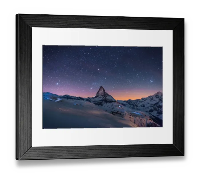 Framed Print : Night Winter landscape of Matterhorn Framed Print : Night Winter landscape of Matterhorn