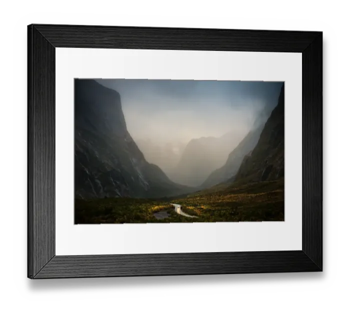 Framed Print : Road in valley to milfordsound Framed Print : Road in valley to milfordsound
