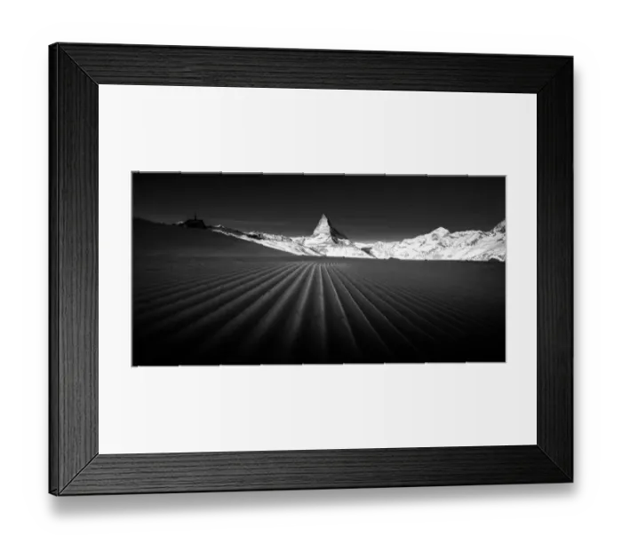 Framed Print : Matterhorn in Black and white winter landscape Framed Print : Matterhorn in Black and white winter landscape