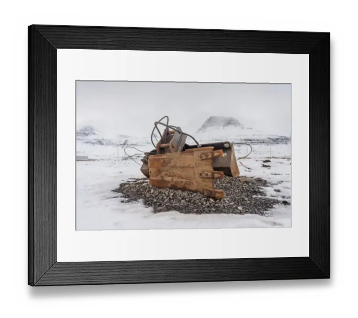 Framed Print : an old industrial equipment leaving on a snow ground Framed Print : an old industrial equipment leaving on a snow ground