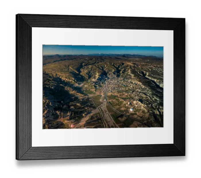 Framed Print : Aerial view of Cappadocia from a hot balloon Framed Print : Aerial view of Cappadocia from a hot balloon