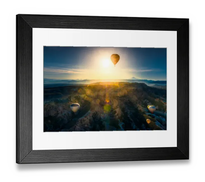 Framed Print : beautiful cliff landscape with morning balloons Framed Print : beautiful cliff landscape with morning balloons