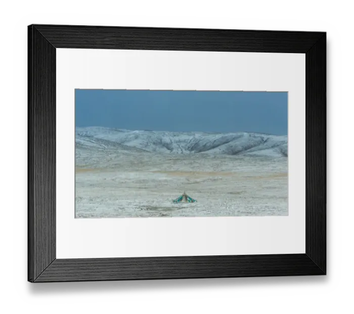 Framed Print : a colorful flag tent over snow field Framed Print : a colorful flag tent over snow field