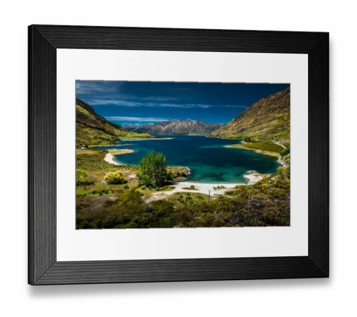 Framed Print : a very deep blue lake landscape scene Framed Print : a very deep blue lake landscape scene