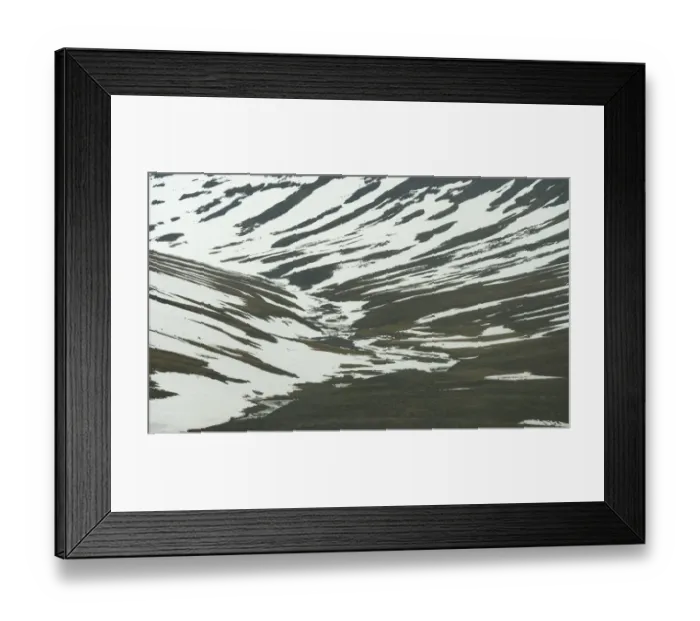 Framed Print : snow pattern on grass field in Iceland Framed Print : snow pattern on grass field in Iceland
