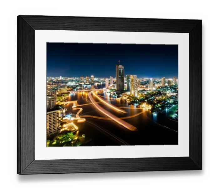 Framed Print : Night view of Chaophraya river with light Framed Print : Night view of Chaophraya river with light