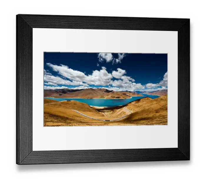 Framed Print : curve road at Yamdrok lake Framed Print : curve road at Yamdrok lake