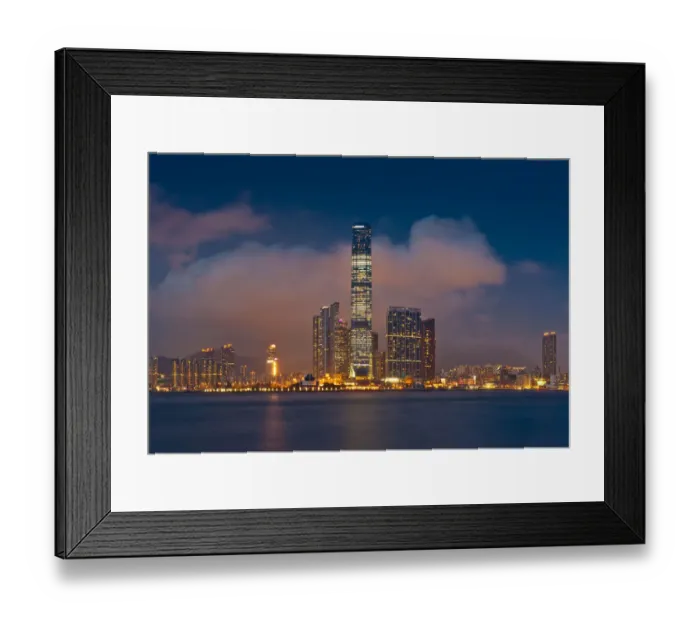 Framed Print : kowloon waterfront at night in hotizontal Framed Print : kowloon waterfront at night in hotizontal