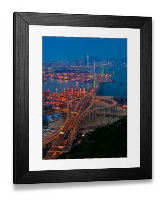 Framed Print : Stonecutters bridge at sunset Framed Print : Stonecutters bridge at sunset