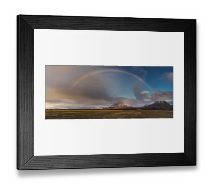 Framed Print : Rainbow arch over grass field in Iceland Framed Print : Rainbow arch over grass field in Iceland