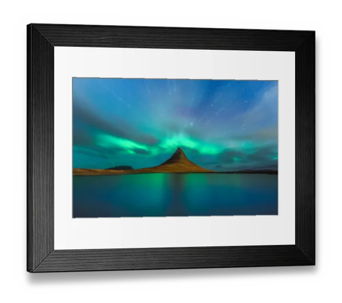 Framed Print : Northern light at Kirkjufell with startrail Framed Print : Northern light at Kirkjufell with startrail