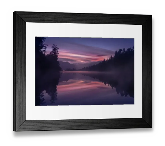 Framed Print : Colourful twilight at Lake Matheson Framed Print : Colourful twilight at Lake Matheson