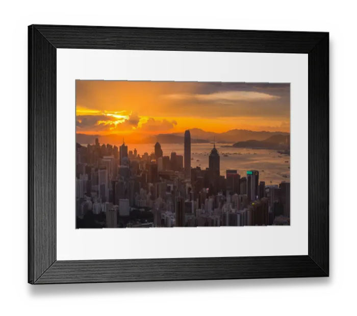 Framed Print : Hong Kong down town with sunset scene Framed Print : Hong Kong down town with sunset scene
