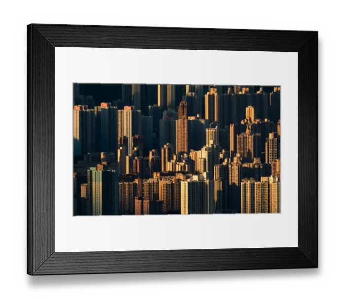 Framed Print : Hong Kong residential blocks with shade and shadows