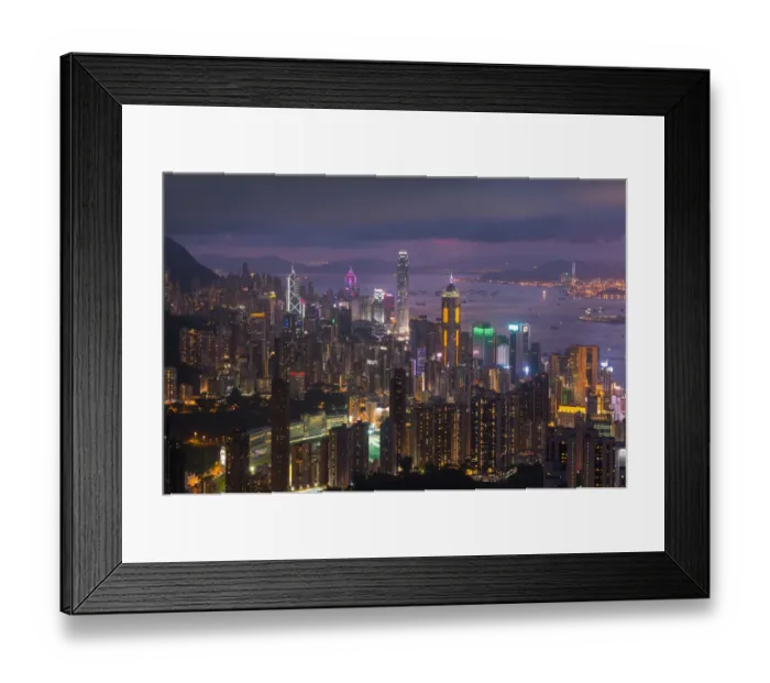 Framed Print : Hong Kong down town illuminated Framed Print : Hong Kong down town illuminated