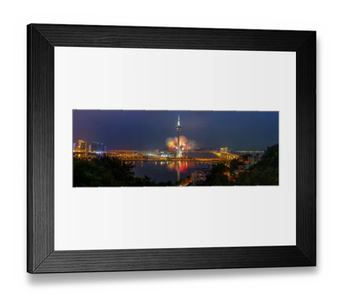 Framed Print : Panorama of macau city with fireworks display Framed Print : Panorama of macau city with fireworks display