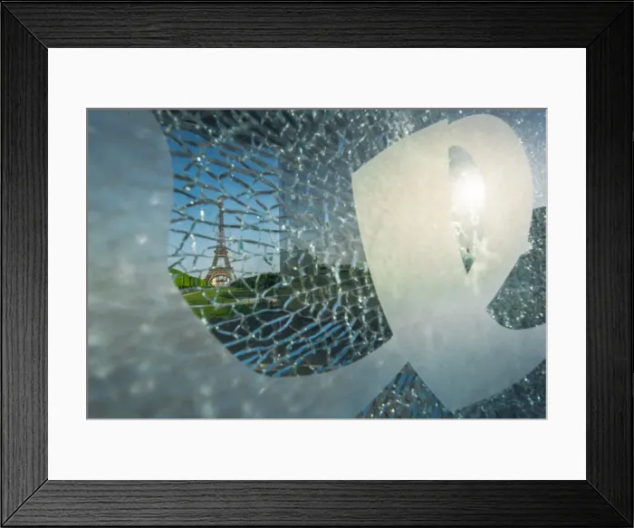 Framed Print : Eiffel tower through broken glass Framed Print : Eiffel tower through broken glass