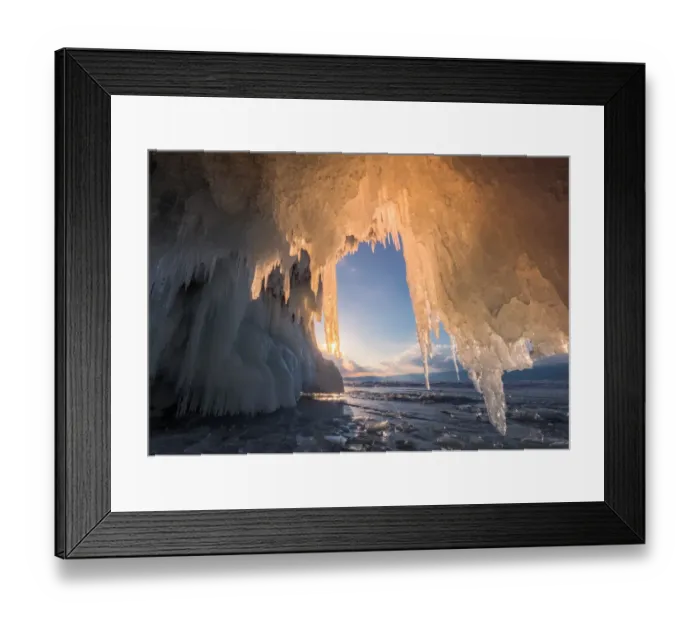 Framed Print : Sunset at Baikals ice cave Framed Print : Sunset at Baikals ice cave