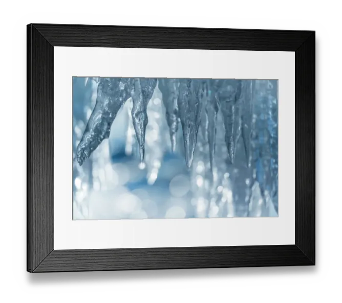 Framed Print : Icicle with booked background Framed Print : Icicle with booked background