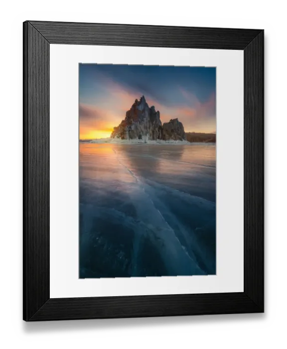 Framed Print : Sunrise at Baikal lake