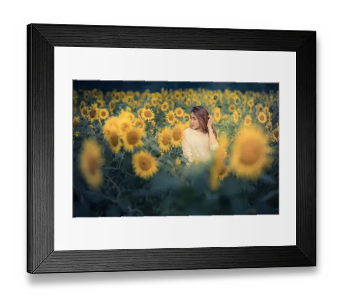 Framed Print : A girl in sunflower field Framed Print : A girl in sunflower field