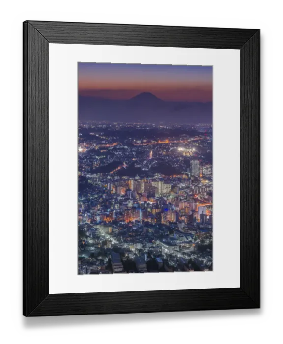 Framed Print : Night view of Yokohama with Mt Fuji Framed Print : Night view of Yokohama with Mt Fuji