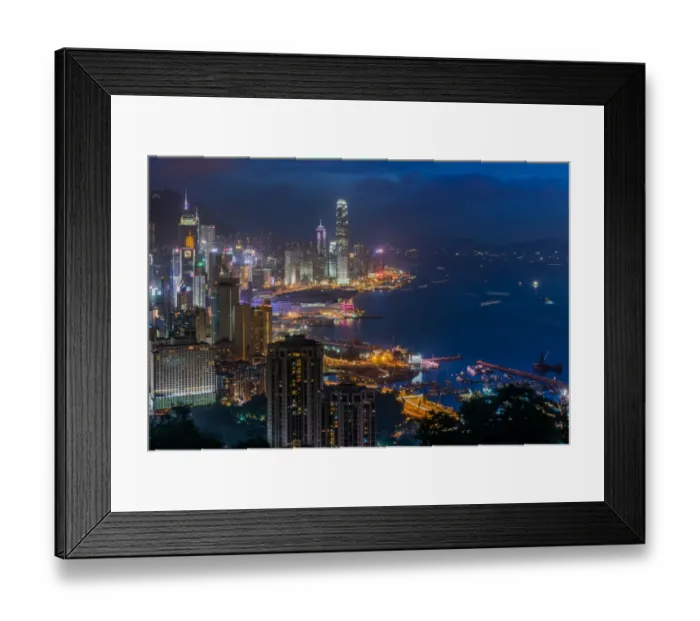 Framed Print : Night scene of Hong Kong bay front Framed Print : Night scene of Hong Kong bay front