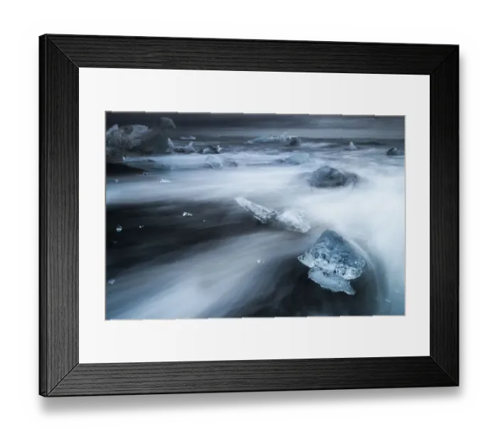Framed Print : iceberg on a black sand beach Framed Print : iceberg on a black sand beach