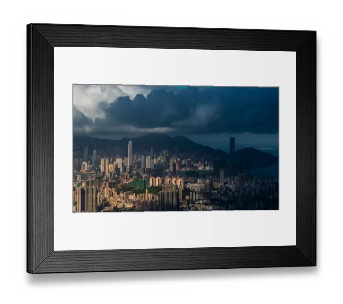 Framed Print : Dramatic rain cloud over Hongkong city