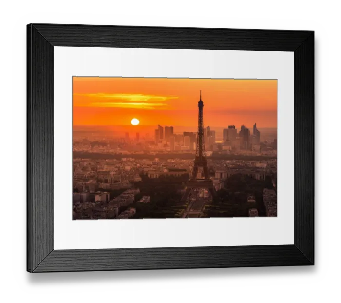 Framed Print : A full sunset at Paris skyline with Eiffel tower Framed Print : A full sunset at Paris skyline with Eiffel tower