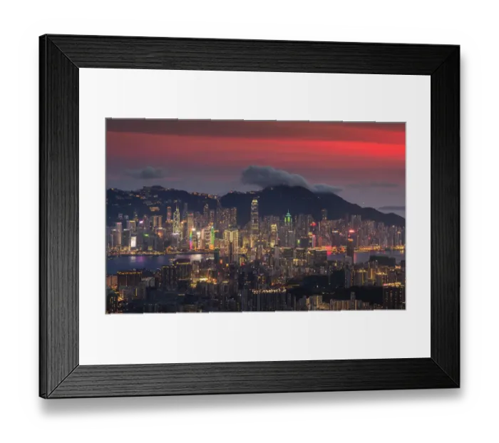Framed Print : Night view of Hong Kong from a distance Framed Print : Night view of Hong Kong from a distance