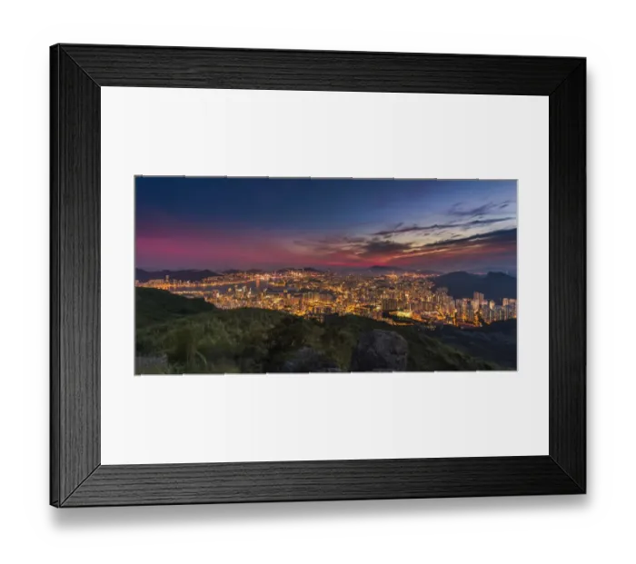 Framed Print : Panoramic night view of Hong Kong city Framed Print : Panoramic night view of Hong Kong city