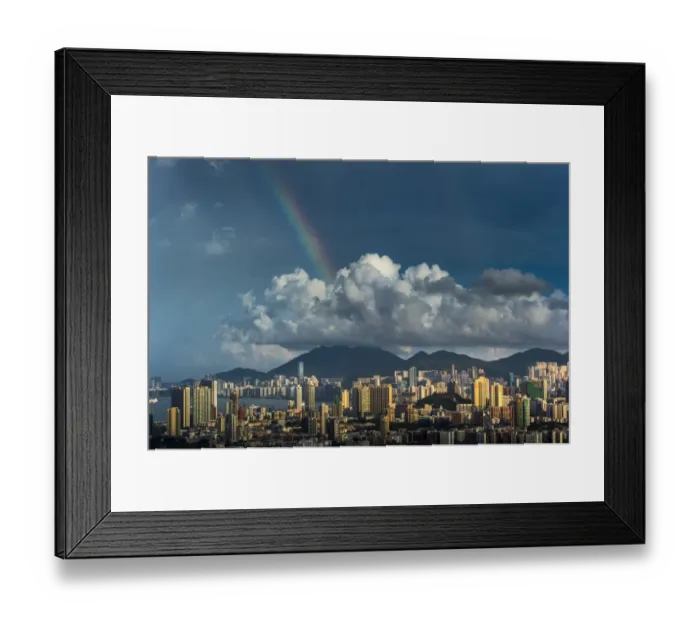 Framed Print : Rainbow over Hong Kong skyline Framed Print : Rainbow over Hong Kong skyline