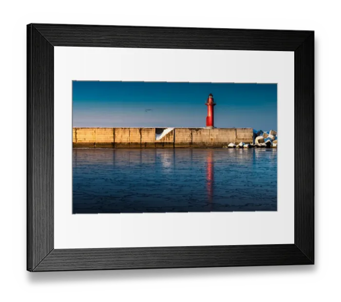 Framed Print : Red lighthouse at Okhotsk ice sea Framed Print : Red lighthouse at Okhotsk ice sea