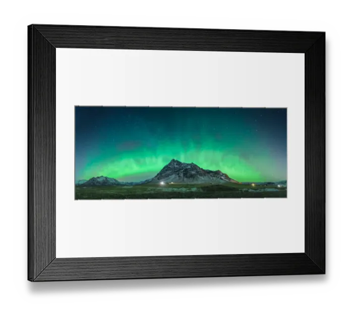Framed Print : Panorama view of an aurora arch in south Iceland Framed Print : Panorama view of an aurora arch in south Iceland