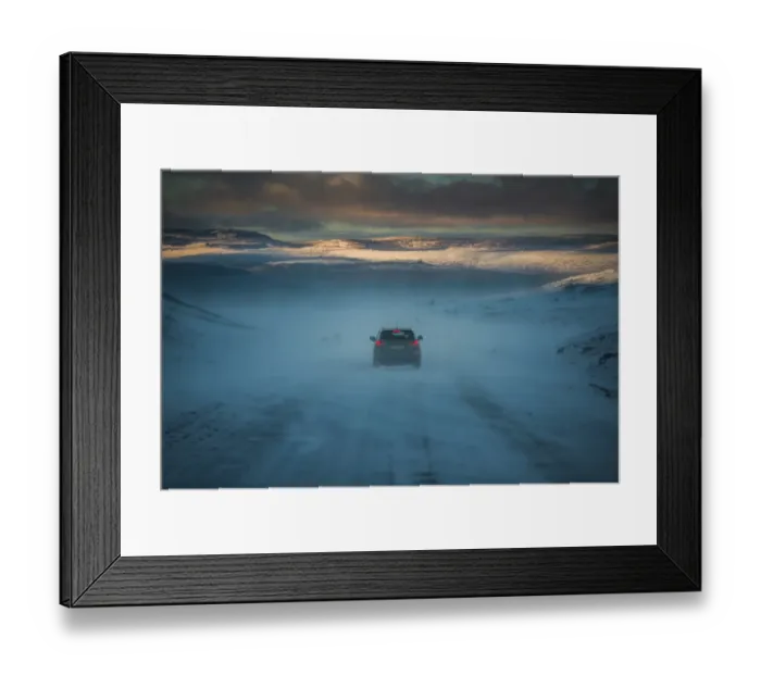 Framed Print : a car drive through Iceland snow breeze Framed Print : a car drive through Iceland snow breeze