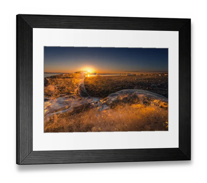 Framed Print : sunrise over an icebergs curve Framed Print : sunrise over an icebergs curve
