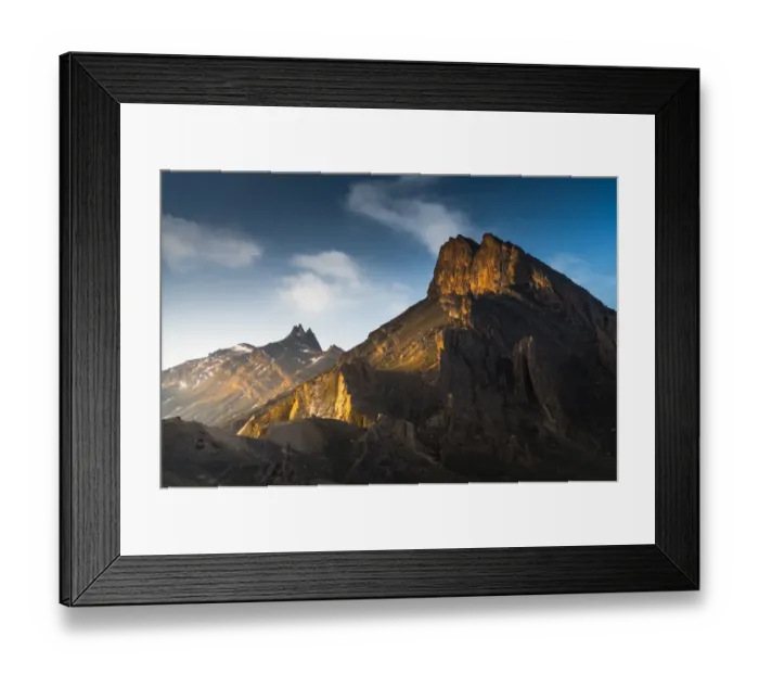 Framed Print : warm morning sunshine on mountain top Framed Print : warm morning sunshine on mountain top