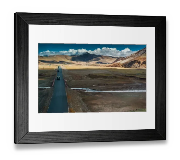 Framed Print : Military trucks driving on Tibetan plateau Framed Print : Military trucks driving on Tibetan plateau