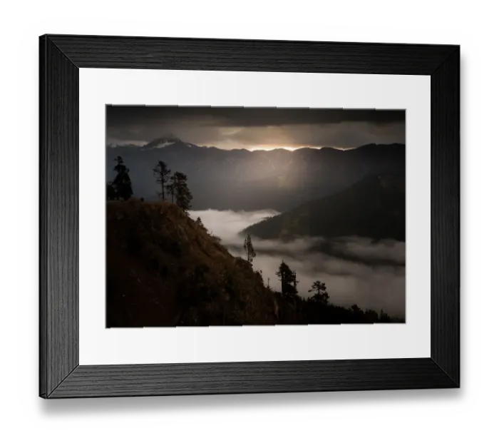 Framed Print : Fog over a valley in Tibet