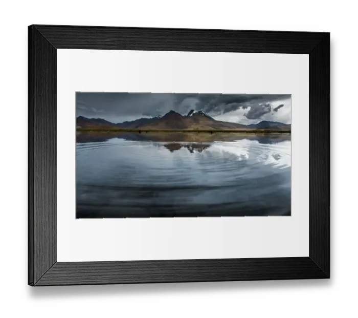 Framed Print : reflection of mountains with ripple foreground Framed Print : reflection of mountains with ripple foreground