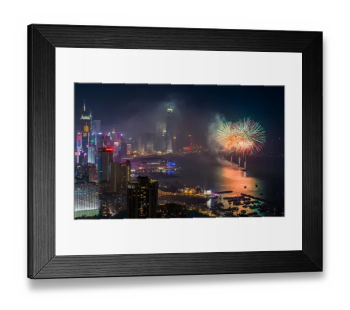 Framed Print : multi-color fireworks in Hong Kong Framed Print : multi-color fireworks in Hong Kong