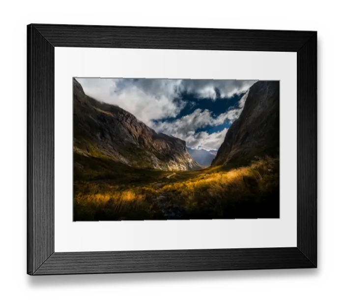 Framed Print : Beautiful landscape road to Milford sound Framed Print : Beautiful landscape road to Milford sound