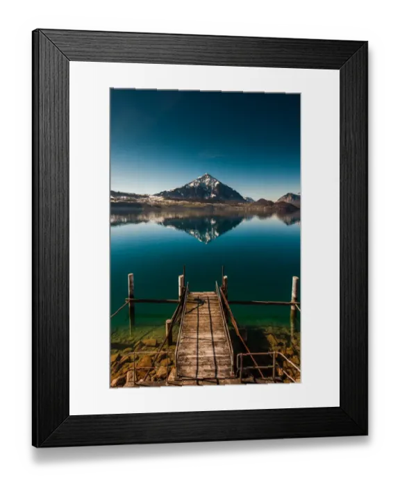 Framed Print : lake Thun with reflection of Mt. Morgenberghorn