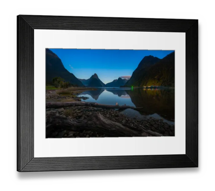 Framed Print : Calm landscape morning scene at Milford sound Framed Print : Calm landscape morning scene at Milford sound