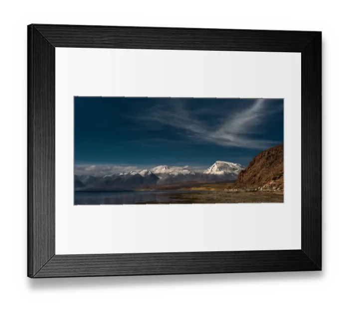 Framed Print : Lake Manosarovar with Himalayas background Framed Print : Lake Manosarovar with Himalayas background