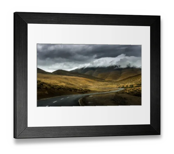 Framed Print : winding road passing through tibet landscape Framed Print : winding road passing through tibet landscape